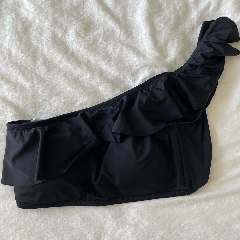 Black Francesca’s Swim Suit Top, One Shoulder, New With Tags